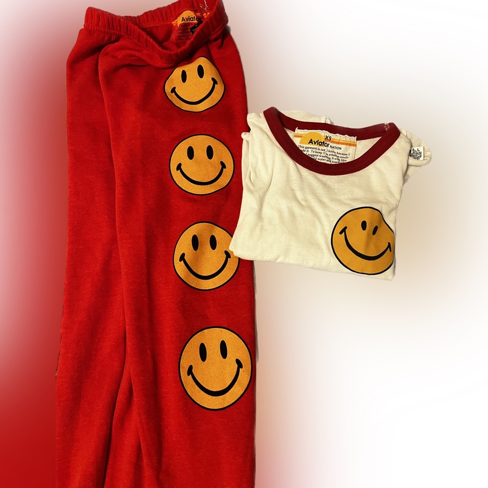 Aviator Nation KID'S SMILEY 2 SWEATPANTS - RED